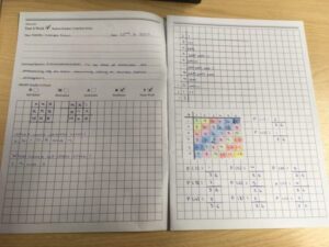 This picture shows a probability exercise from student workbook.